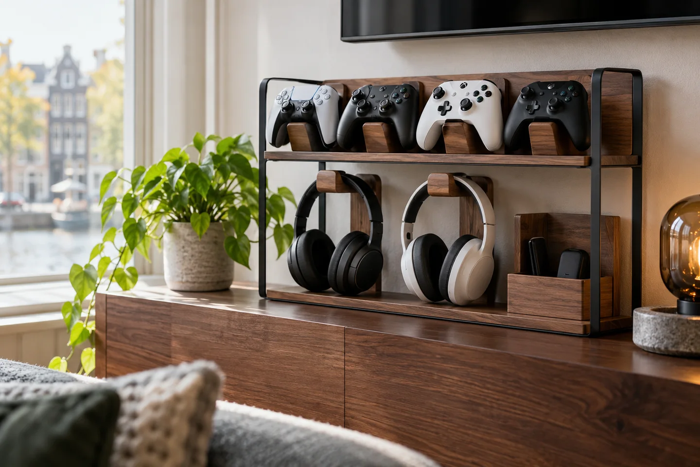 Opbergruimte voor controllers en hoofdtelefoons
