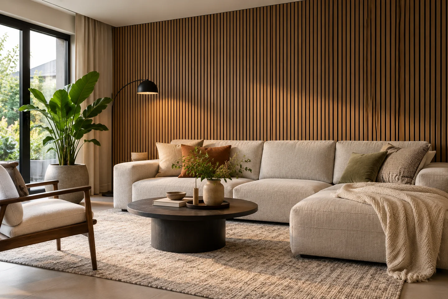 Zithoek met akoestische wandafwerking