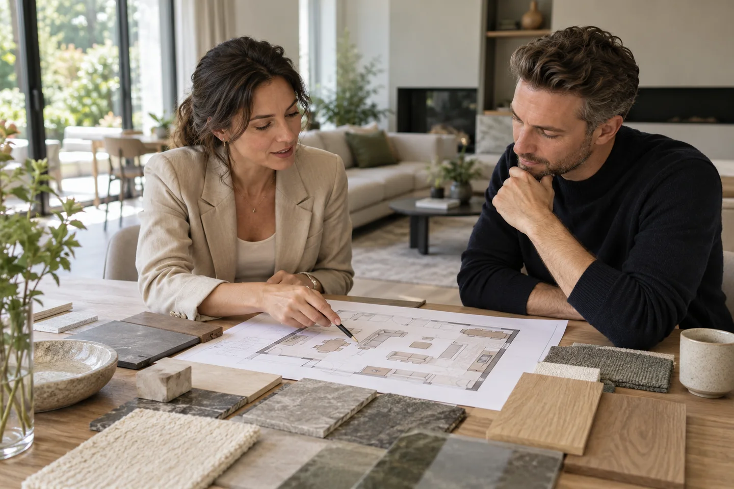 Overleg aan de hand van een plattegrond